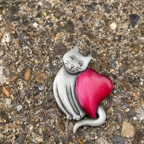 80s Jonette Pewter Cat Brooch - Picture 3 of 4